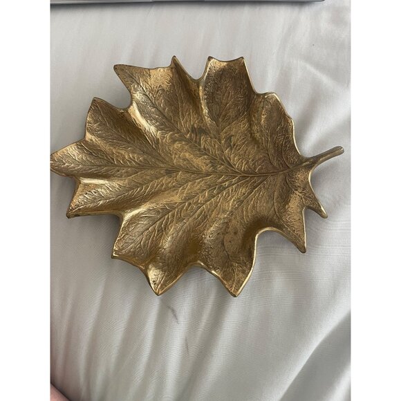 Original By Cambron Vintage Solid Brass 410 Maple Leaf Tray - Picture 7 of 13